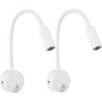2 pi�ces blanc lampe de lecture murale 3w, flexible cou r�glable applique lampe de bureau en aluminium, ...