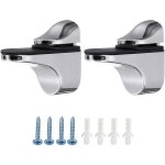 2 pi�ces �tag�re r�glable en bois / verre prend en charge l'�tag�re en verre poli chrome prend en charge ...