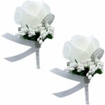 Deesse shop - 2 pi�ces fleurs de poignet de mariage, boutonni�re rose, boutonni�re de corsage, boutonni�re ...