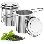2 pi�ces infuseur th� en 304 acier inoxydable, filtre � th� trou fin avec poign�es pliable et couvercle, ...
