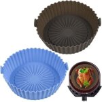 2 pi�ces panier en silicone accessoires de friteuse, panier en silicone r�utilisable 16x14cm pour airfryer, ...