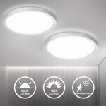 2 pi�ces plafonnier led avec d�tecteur de mouvement radar, 18w 4000k lampe de plafond �23cm