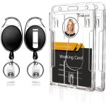 2 pi�ces porte badge, porte badge enrouleur, rigide, transparent, retractable, vertical