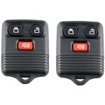 2 pieces porte - cles 3 boutons telecommande de remplacement de cle de voiture pour ford / lincoln / ...