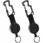 2 pi�ces porte - cl�s r�tractable en fil acier, enrouleur de badge, rouleau de porte - cl�s, porte - ...