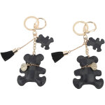 2 porte - cl�s ours mignons en cuir et alliage de zinc, accessoire d�coratif pour sac � dos ou sac, noir ...