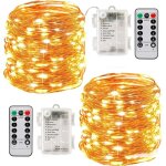 2 x10m guirlande led lumineuse � pile 100 leds fonction minuterie avec t�l�commande ip65 etanche d�coration ...