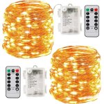 2 x10m guirlande led lumineuse  pile 100 leds fonction minuterie avec tlcommande ip65 etanche dcoration ...