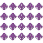 20 d�s � 10 faces en plastique pour jeux de soci�t�, d�coration de table pour f�tes, violet