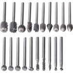 20 pcs fraises rotatives, hss burrs rotatives embouts de fraisage outil routage de bois accessoires outil ...
