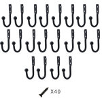 20 petits crochets noirs pour v�tements, 1x2 pouces, robustes, pour suspendre v�tements, chapeaux, sacs, ...
