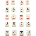 20 d�s de poker espagnols 6 faces carr�s jqk en plastique, jeu de d�s pour table jaune