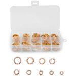 200 pi�ces cuivre rondelles metal, rondelles plates en cuivre bague d'�tanch�it�, joints plats en laiton ...