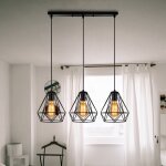 20cm plafonnier r�tro noir lustre vintage 3 lumi�res lampes suspendues industrielles suspension luminaire ...