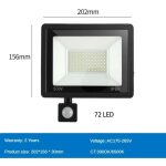220 v - 50 w - lumi�re blanche froide 6500 k - projecteur led �tanche avec d�tecteur de mouvement pir, ...