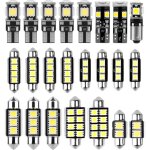 23pcs kit d'ampoules led smd sans erreur can - bus ensemble de rechange blanc x�non 6000k lumi�res festoon ...