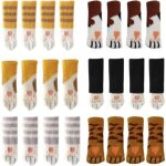 24 chaussettes de chaise mignonne pattes de chat couvre - jambes de chaise protecteurs de plancher anti ...