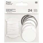 24 �tiquettes � suspendre ronds blanches � contour argent�