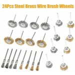 24 pcs en laiton fil brosse ensemble meuleuse de roue propre pour accessoire d'outil rotatif dremel