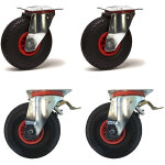 2gt roues et roulettes - lot de 4 roulettes pivotantes et freins pneu gonflable 3. 00 - 4 - 405 kg