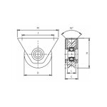 2gt roues et roulettes - roue  gorge v  100 mm pour rail en v, monture extrieur