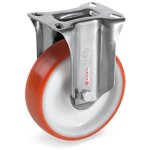 2gt roues et roulettes - roulette inox fixe diamtre 80 mm roue polyurthane rouge roulement  billes ...