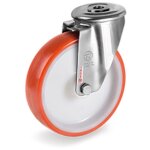 2gt roues et roulettes - roulette � oeil inox pivotante diam�tre 150 mm roue polyur�thane rouge - 300 ...