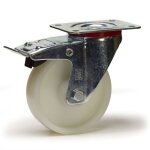 2gt roues et roulettes - roulette pivotante à frein diamètre 125 mm roue polyamide blanc grande platine ... 2gt roues et roulettes - roulette pivotante à frein diamètre 125 mm roue polyamide blanc grande platine ...
