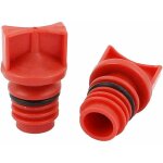2pcs coque en plastique rouge 18mm diam�tre filetage male bouchons huile compresseur air