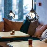 Axhup - 2pcs diamant lustre suspension industrielle 16cm fer abat - jour cage en m�tal plafonnier luminaire ...