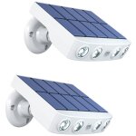 2pcs lampes solaires d'ext�rieur, projecteurs � d�tecteur de mouvement avec conception de cam�ra de s�curit� ...