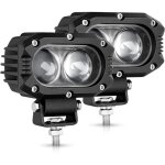2pcs phare de travail led 4 pouces 80w 9600lm projecteur phares longue portee led moto 4x4 antibrouillard ...