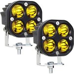 2pcs phare de travail led tracteur 7. 6cm 3'' 40w jaune projecteur led 12v 24v etanche ip67 feux antibrouillar ...