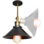 2pcs plafonnier industriel mtal 26cm design parapluie chapeau suspension luminaire noir , lampe applique ...