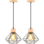2pcs) plafonniers modernes cage en m�tal luminaires suspendus d'int�rieur e27 noir lustre r�tro pour ...