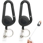 2pcs porte cl� retractable, porte badge enrouleur mousqueton porte cl� avec cordon, porte - cl�s anneaux ...