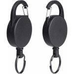 2pcs porte - cl�s r�tractable - noir, porte badge clef retractable, enrouleur porte - cl�s avec 60 cm ...