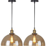 2pcs suspension luminaire d'int�rieur industriel e27 plafonnier en verre noir lustre r�tro pour chambre ...