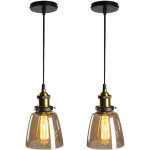 2pcs suspension luminaire d'int�rieur industriel lustre r�tro e27 plafonnier en verre noir pour chambre ...