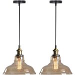 2pcs suspension luminaire d'int�rieur industriel plafonnier en verre noir lustre r�tro e27 pour chambre ...