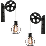 2pcs vintage industrielle fer applique murale style am�ricain lampe en poulie luminaire eclairage pour ...