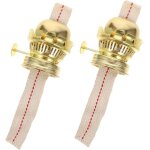 2pi�ces lampe � p�trole avec br�leur et m�ches de remplacement style r�tro pour lampes � huile p�trole ...