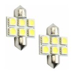 Cyclingcolors - 2x ampoule navette led blanc 12v 5w longueur 31mm 6x smd 5050 voiture japonaise remorque ...