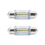 Cyclingcolors - 2x ampoule navette led blanc 12v 5w longueur 36mm 8x smd voiture remorque moto camion ...