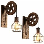2x applique murale industrielle poulie vintage lampe de mur luminaire int�rieur pour chambre salon restaurant, ...