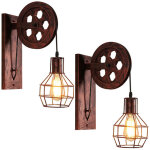2x applique murale industrielle poulie vintage lampe de mur luminaire int�rieur pour chambre salon restaurant, ...