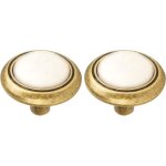 2x bouton de tiroir finition laiton porcelaine c�ramique 32 mm avec vis meuble vintage antique style ...