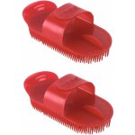 2x brosse cheval �trille finlandaise � picots plastique rouge flexible 175 mm crini�re chevaux pansage ...