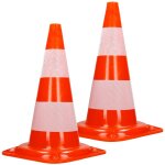 2x cnes signalisation pylne, 47cm, pvc solide, orange / blanc, triangle de circulation, marqueur attention ...