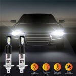2x h1 6000k super bright blanc 6000lm drl led kit d'ampoule de phare feux route